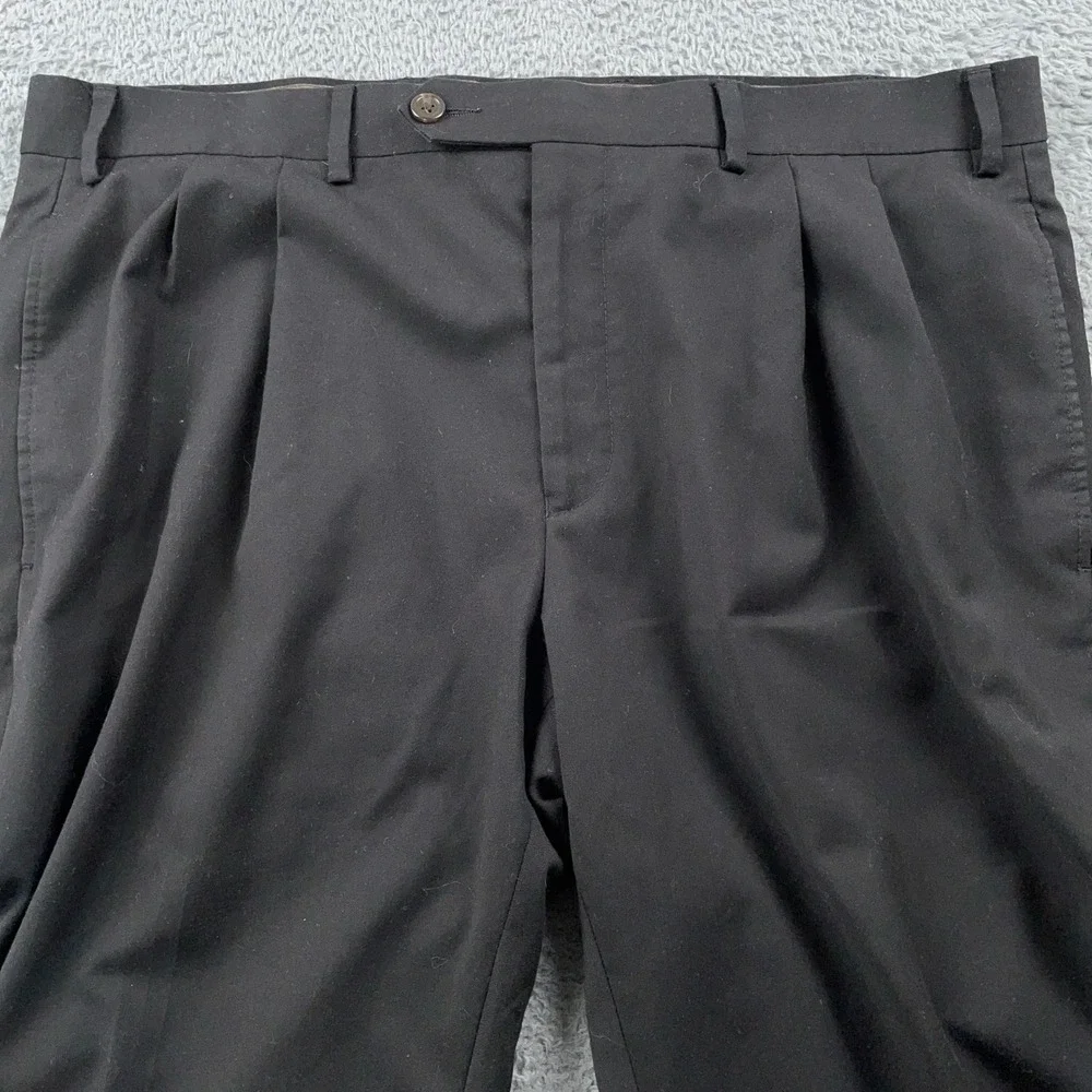 Lauren Ralph Lauren Dress Pants Mens 36x29 Black Pleated Cuffed Poly Rayon